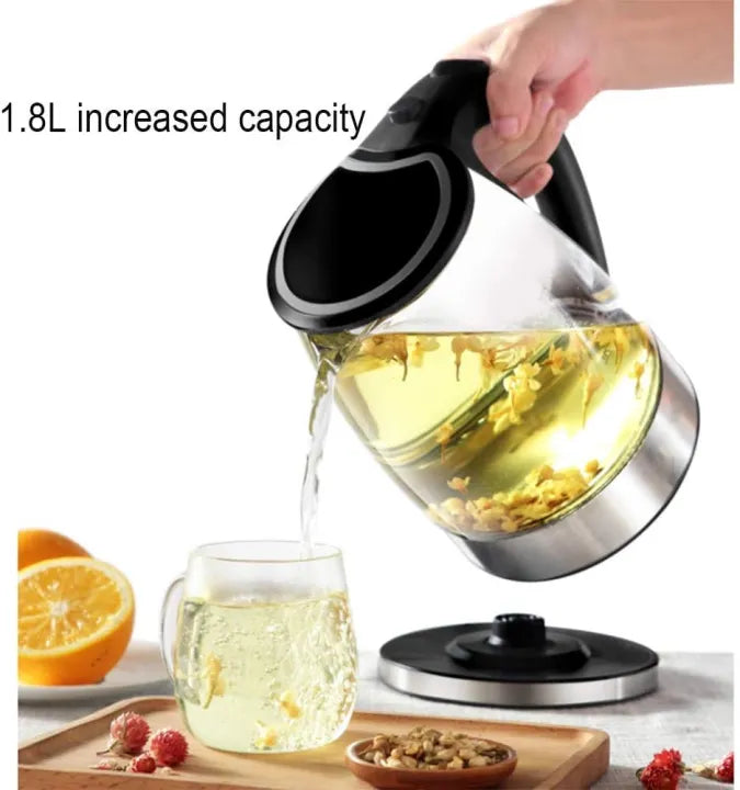 Electric Kettle For Boiling Water, 304 Stainless Steel, 1.8L/1500W - Borosilicate Glass
