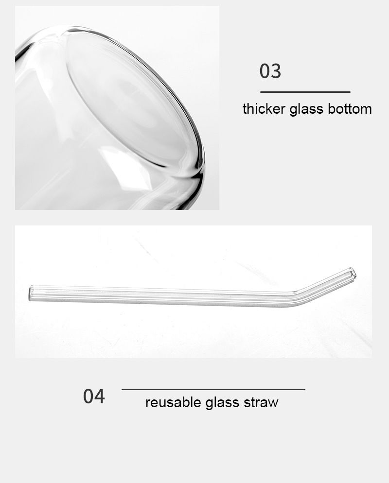 Glass Cups With Lids and Straws 400ML