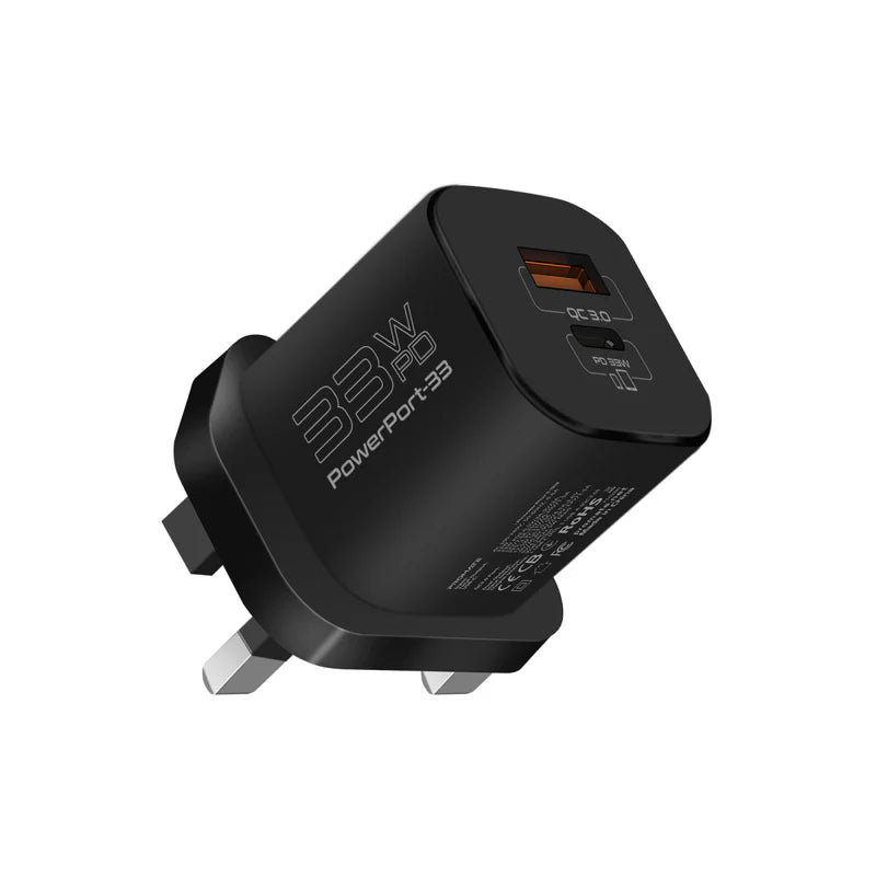 Promate 33W Power Delivery Ganfast Charging Adapter, Black