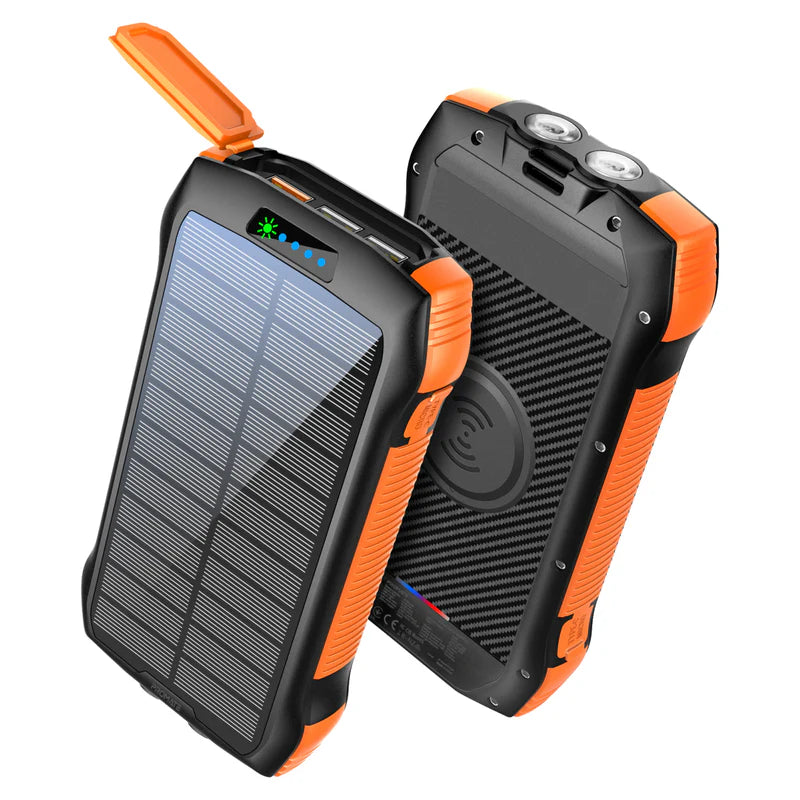 Promate 20000Mah Rugged Ecolight Solar Power Bank (20W, Wireless Charging, Usb-A & Usb-C)