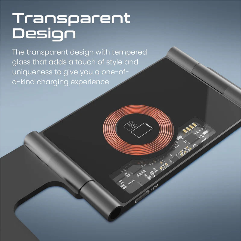 Promate Ultra-Slim Transparent Foldable 15W Magsafe Compatible Wireless Charging Station