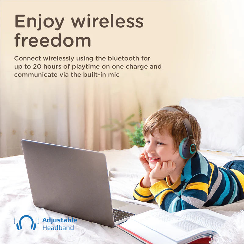 Promate Hi-Definition Safeaudio™ Wireless Headphone, Aqua