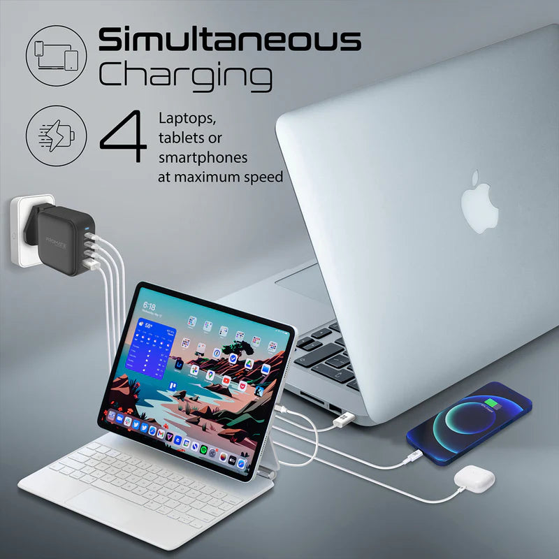 Promate 100W Power Delivery Ganfast Charger With Quick Charge 3.0, Black