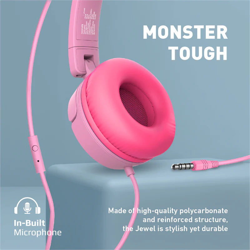 Promate Hd Stereo Kidsafe Wired Headset, Bubblegum