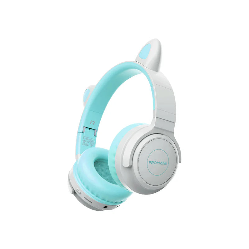 Promate Kidsafe Kawaii Style Wireless Kids Headset, Aqua Panda