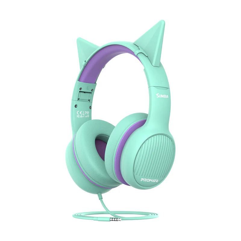Promate Over-Ear Hi-Definition Safeaudio™ Wired Headset, Emerald