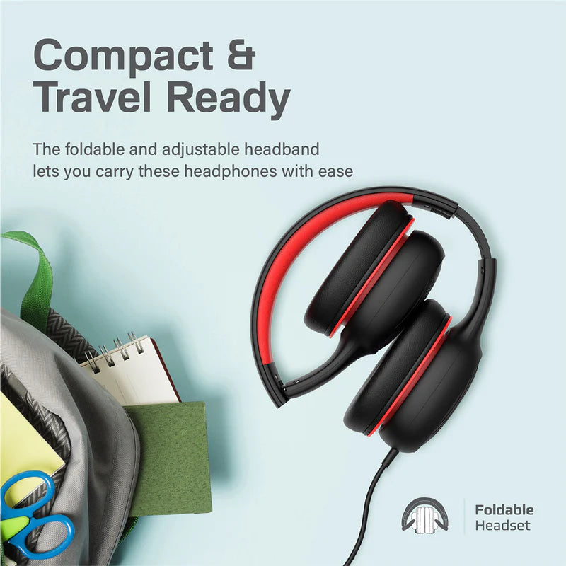 Promate Over-Ear Hi-Definition Safeaudio™ Wired Headset, Onyx