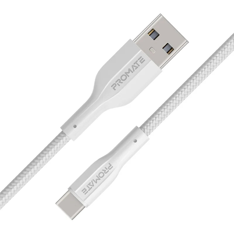 Promate Super Flexible Data and Charge Usb-C Cable 100Cm, White