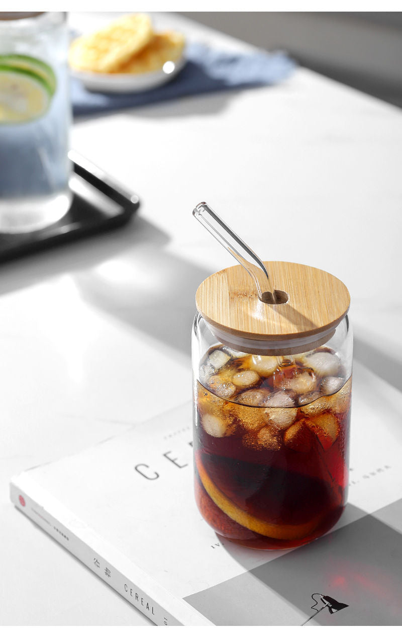 Glass Cups With Lids and Straws 400ML