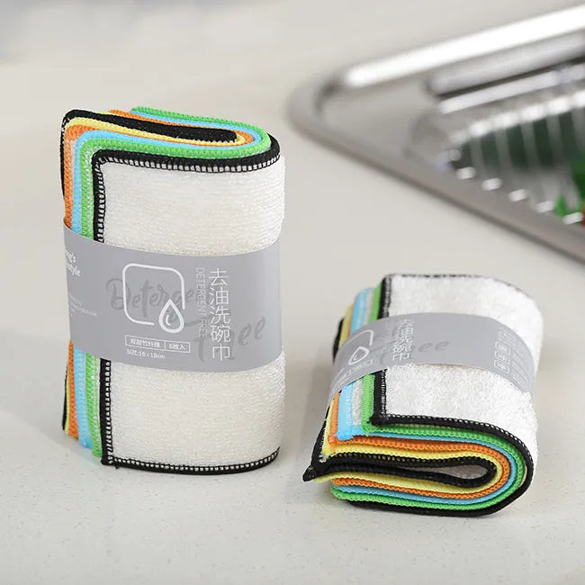 6-Pcs Bamboo Dishcloths & Cleaning Cloths