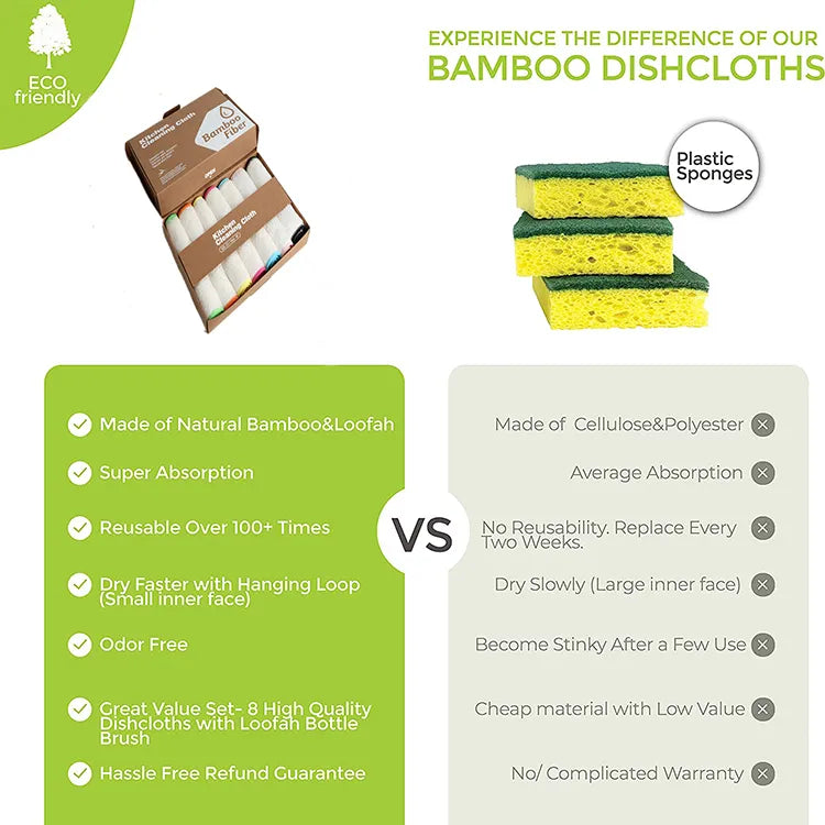 6-Pcs Bamboo Dishcloths & Cleaning Cloths