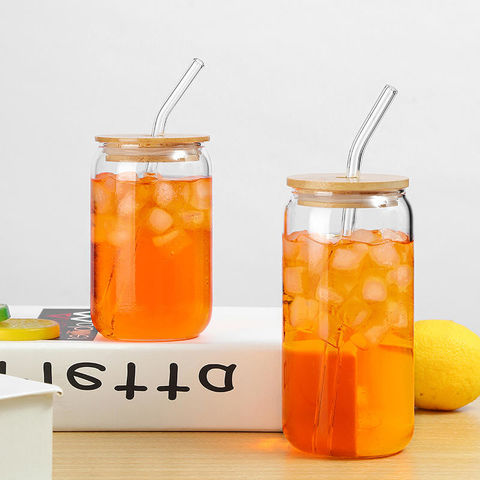 Glass Cups With Lids and Straws 400ML