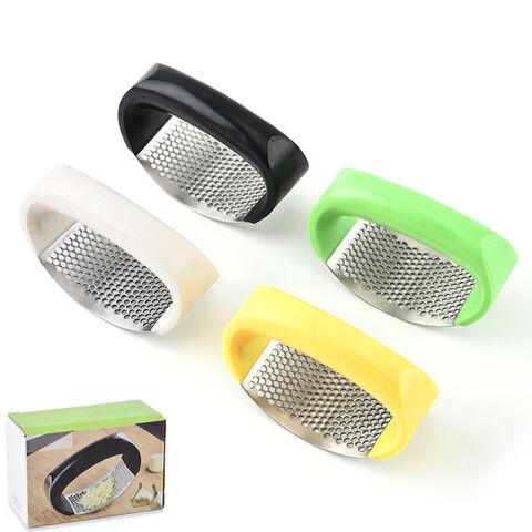 Garlic Press 430 Stainless Steel With Silicone Peeler & Scraper, Size: 10.7*5.2*7.5Cm - Black/Green/Yellow/White