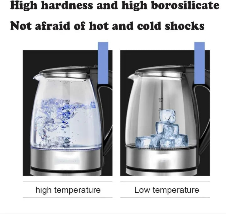 Electric Kettle For Boiling Water, 304 Stainless Steel, 1.8L/1500W - Borosilicate Glass