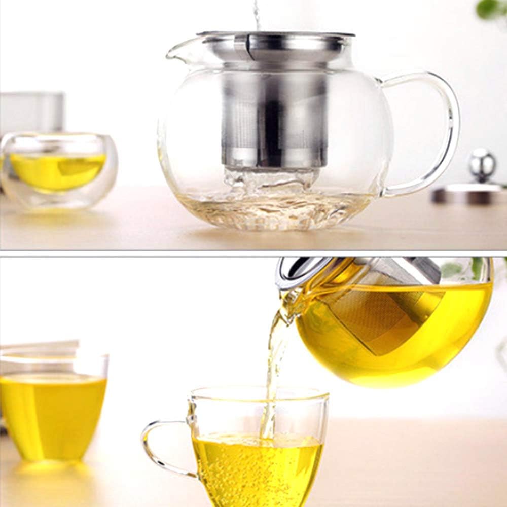950ml Heat-Resistant Glass Teapot With Ss Infuser and Lid, Stove Top Safe