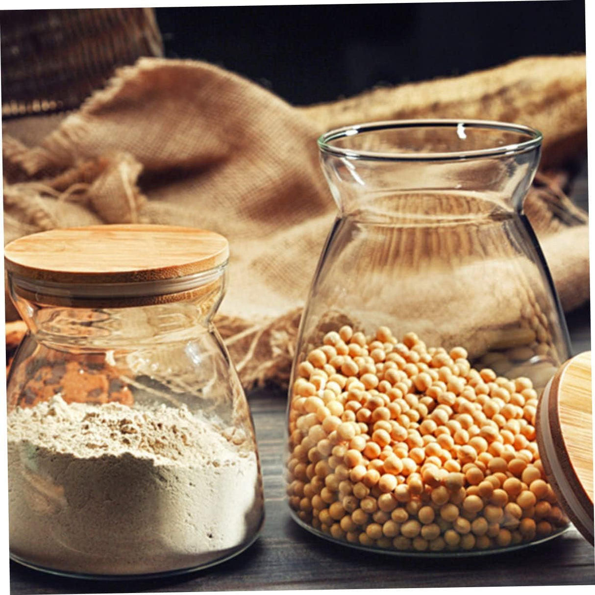 Glass Storage 2X Jar, Sealed Container With Lid - 700ml and 1100ML