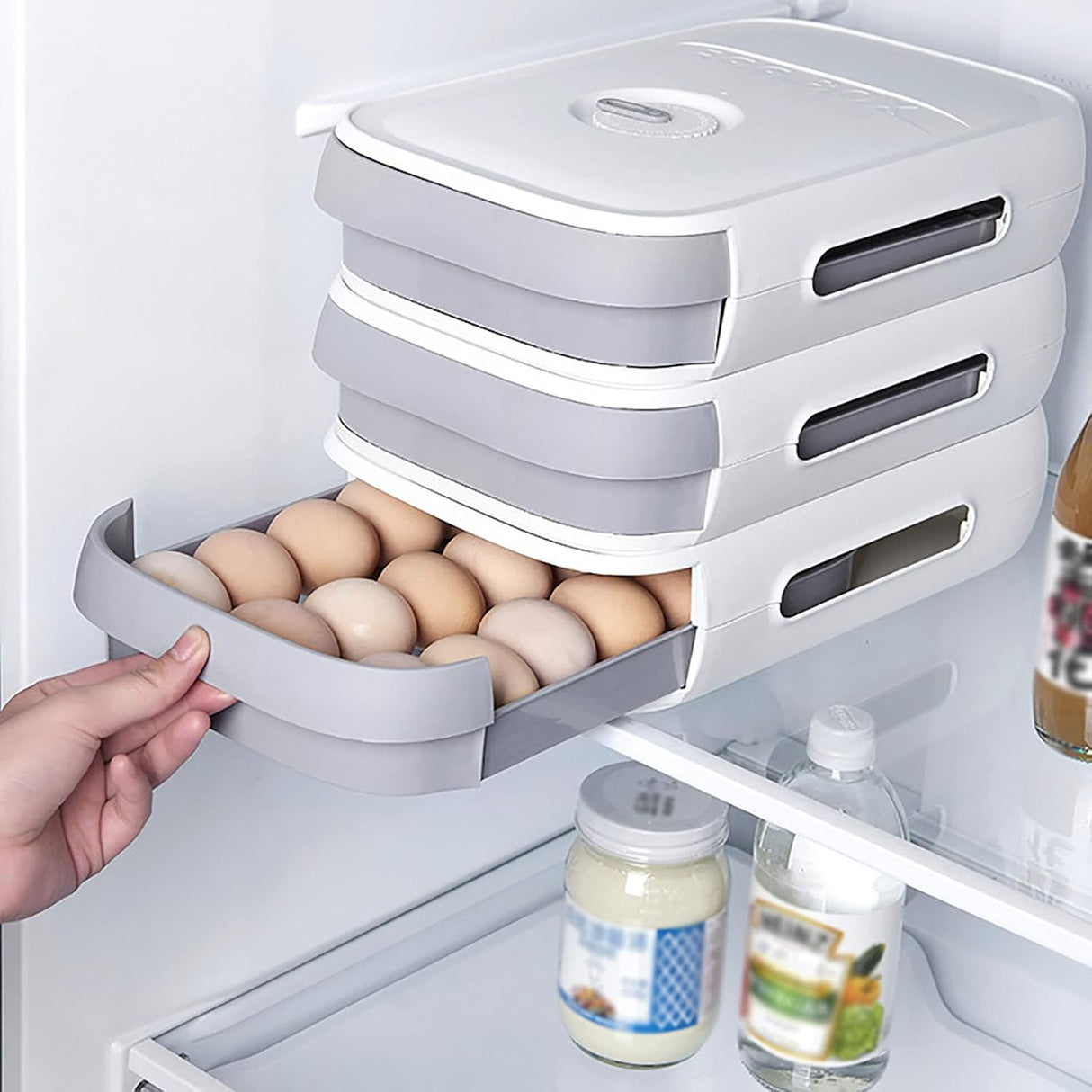 Drawer Type Egg Trays (Size: 32*21*7.8Cm) - White