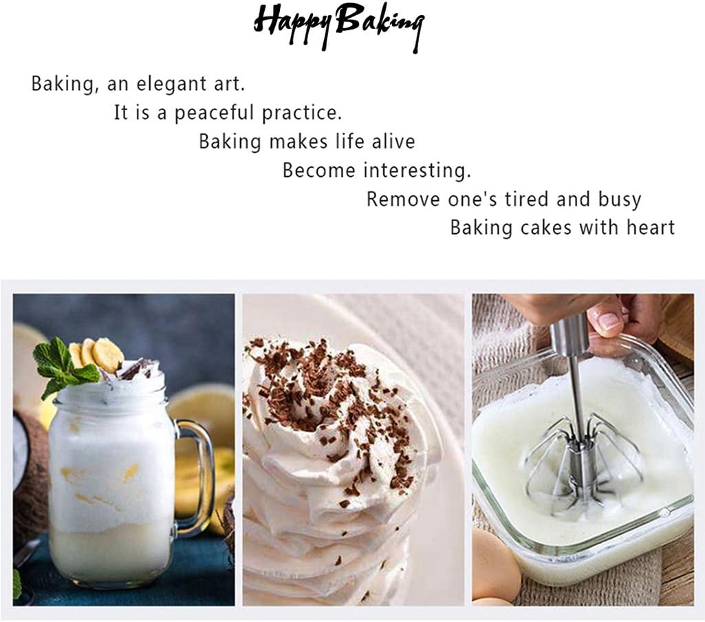 Stainless Steel - 12 Inch, Egg Whisk Hand Push Rotary Whisk Blender Versatile Milk Frother