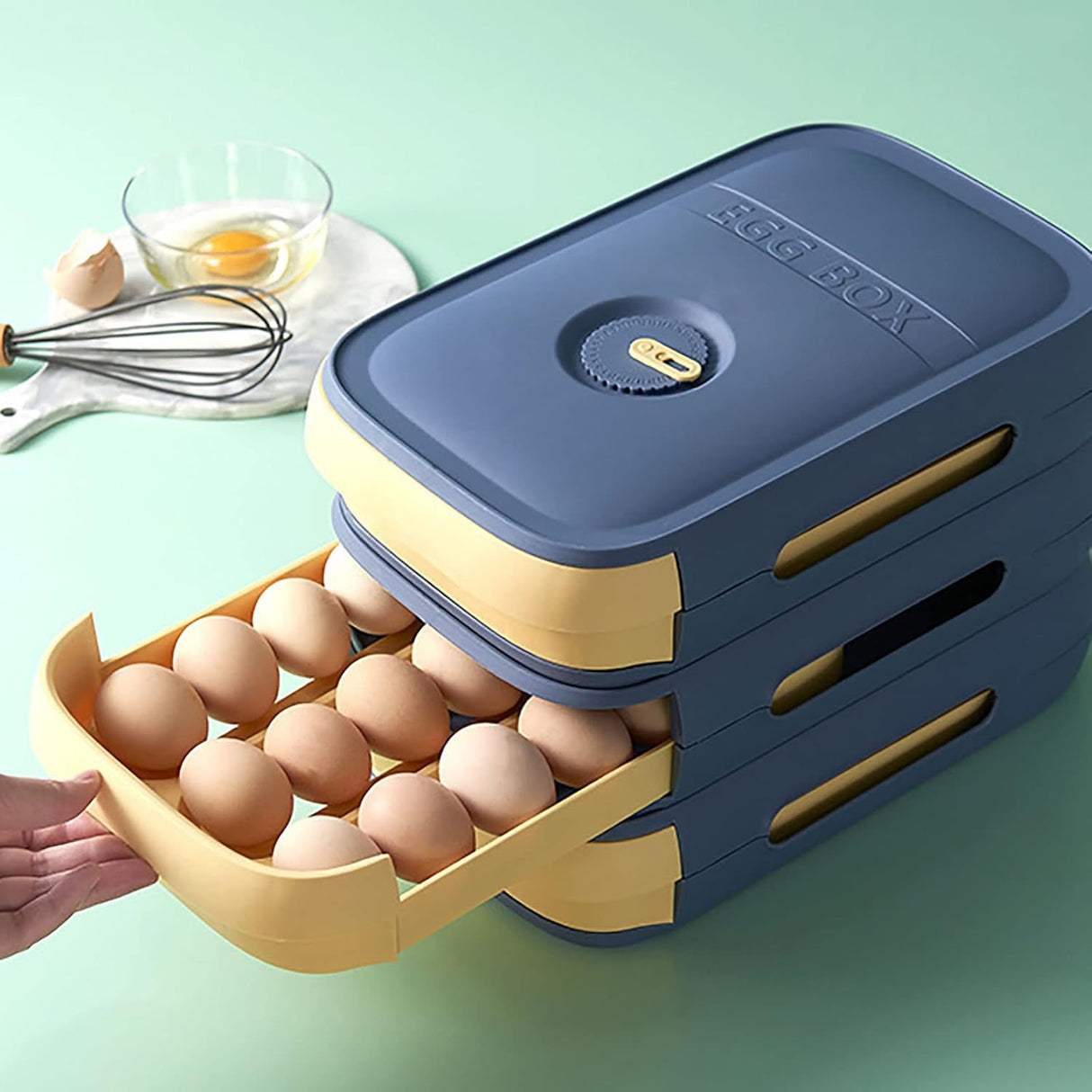 Drawer Type Egg Trays (Size: 32*21*7.8Cm) - Blue