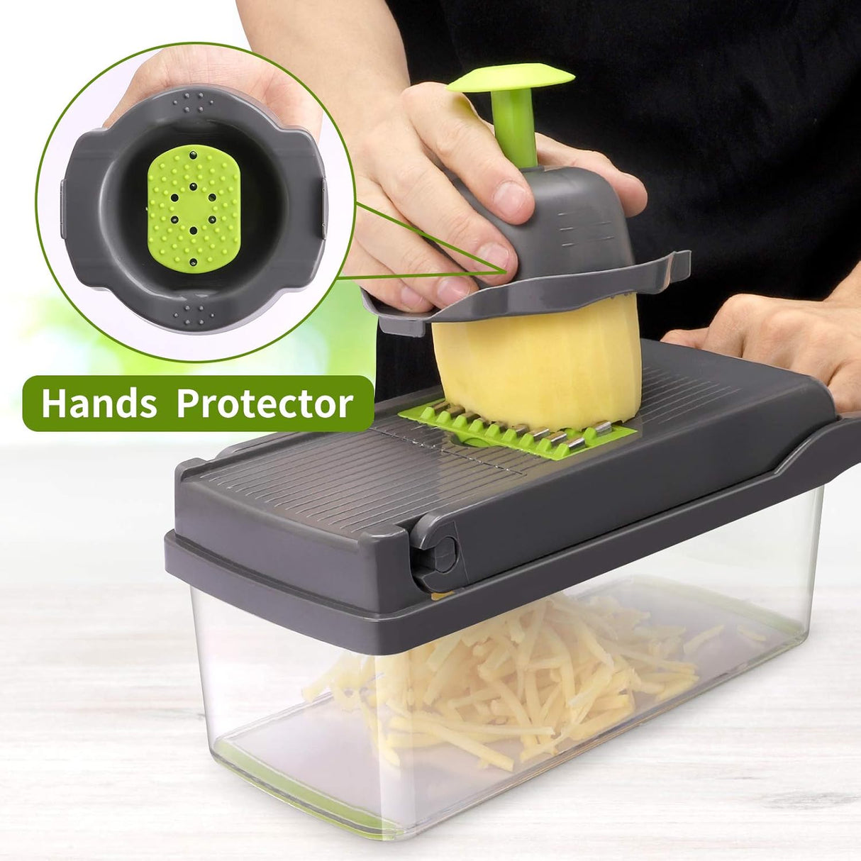 Vegetable Chopper - Multifunctional 13 In 1 Food Chopper, Black/Green