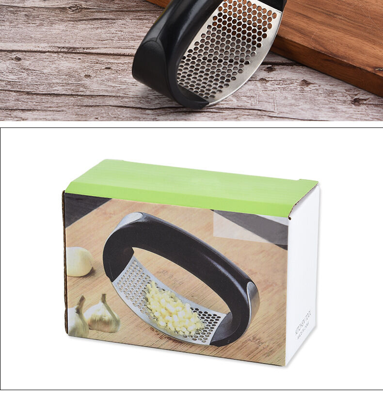 Garlic Press 430 Stainless Steel With Silicone Peeler & Scraper, Size: 10.7*5.2*7.5Cm - Black/Green/Yellow/White