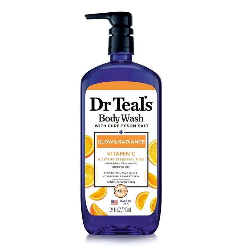 Dr Teal's Body Wash With Pure Epsom Salt Glow Radiance Vitamin C and Citrus Essentials Oils 710ML