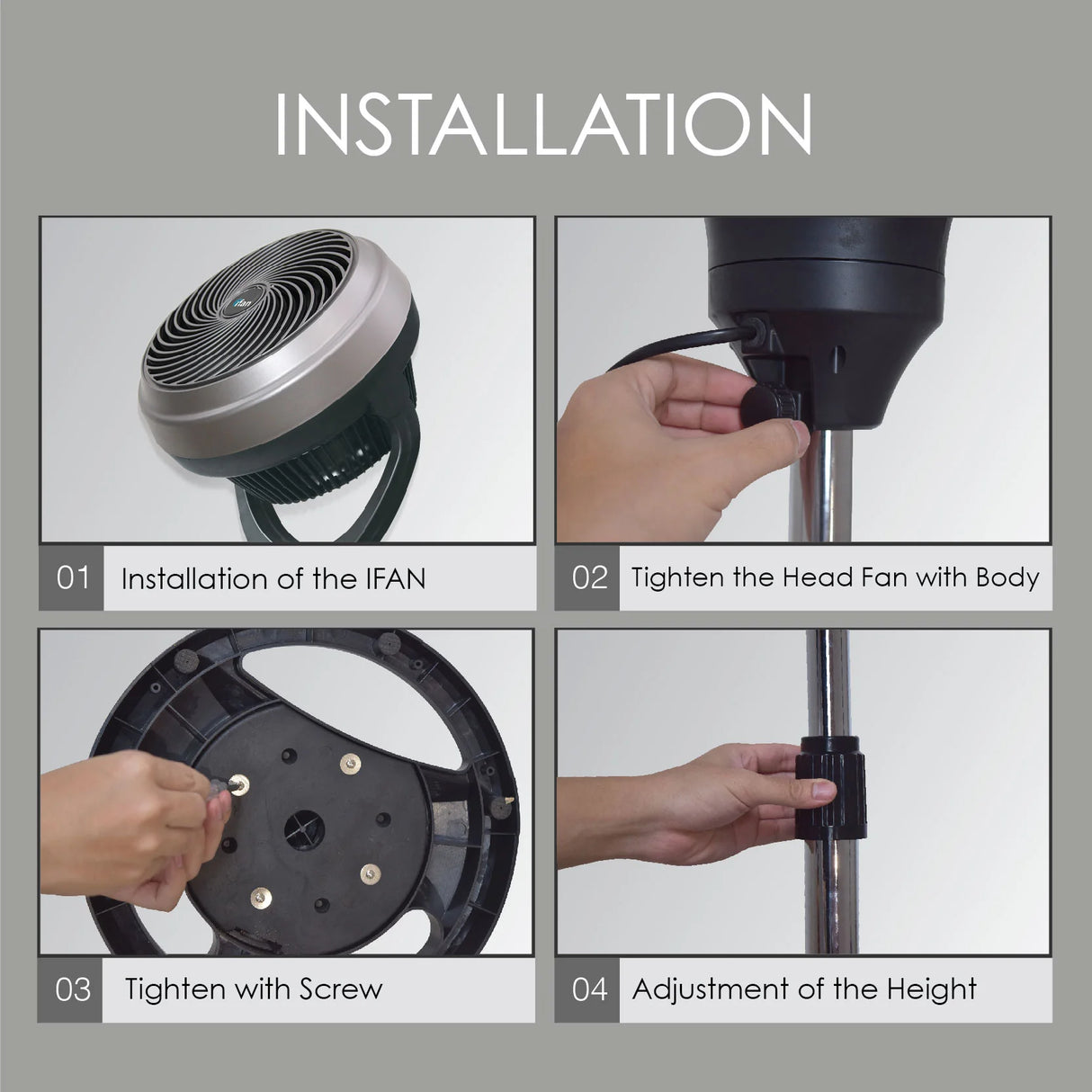 Ifan 12" Stand Fan Circulator With Oscilation & Remote Control, 85W (Desk & Stand Function)