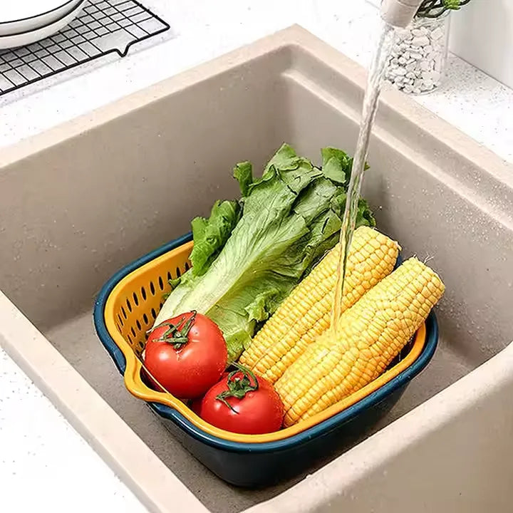 Six Piece Set of Vegetable Washing Basin and Drainage Basket