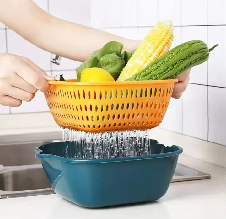 Six Piece Set of Vegetable Washing Basin and Drainage Basket