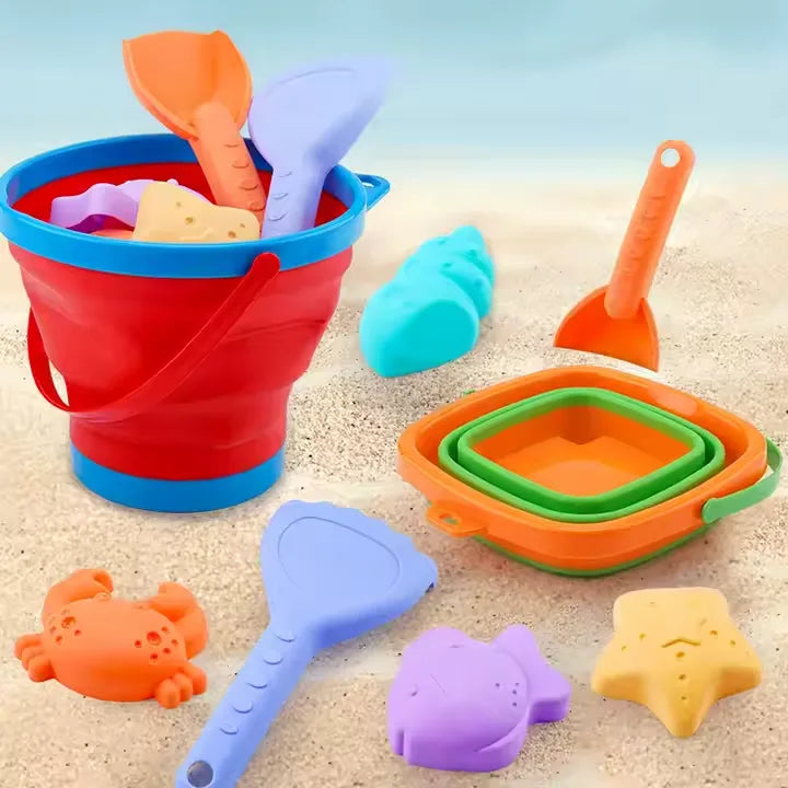 Foldable Beach Bucket Tool Set
