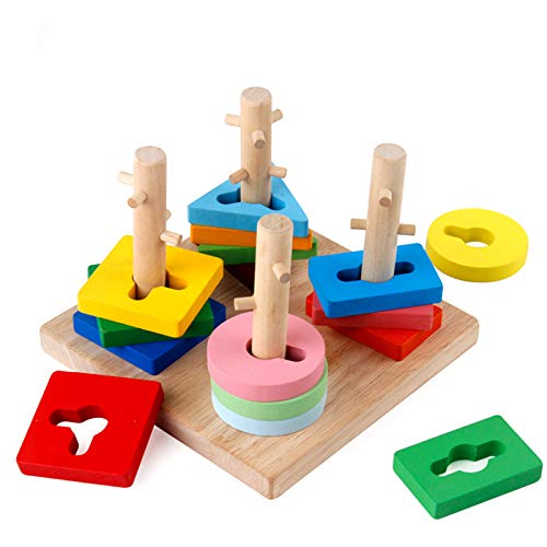 Children's Montessori Wooden Toy (Multi Colored Four Pillars)