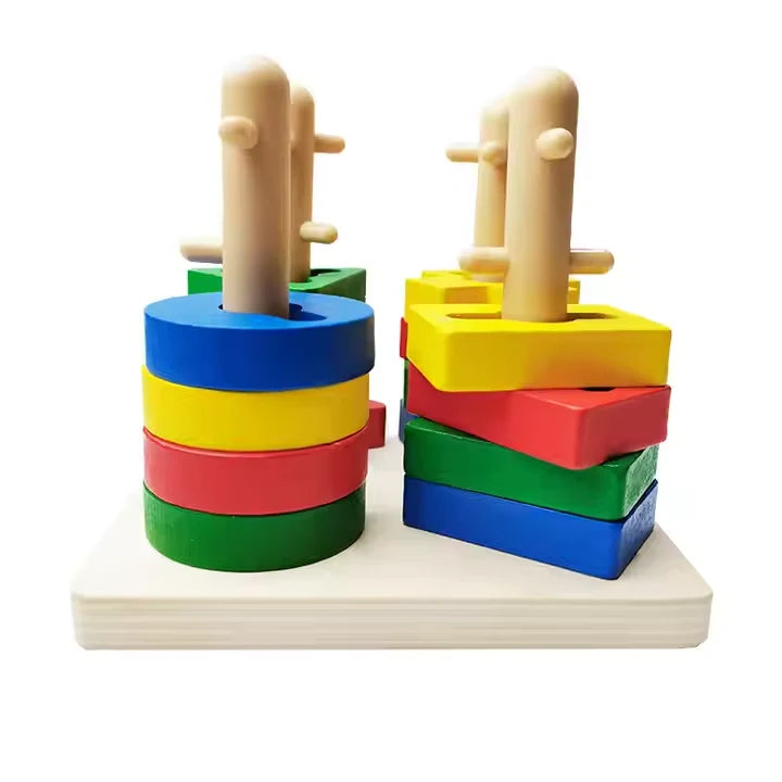 Children's Montessori Wooden Toy (Multi Colored Four Pillars)