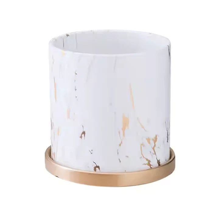 Marble Gold Circular Flower Pot