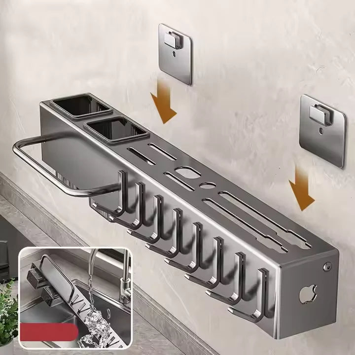 Wall Mounted Multi Functional Storage Rack (Black)