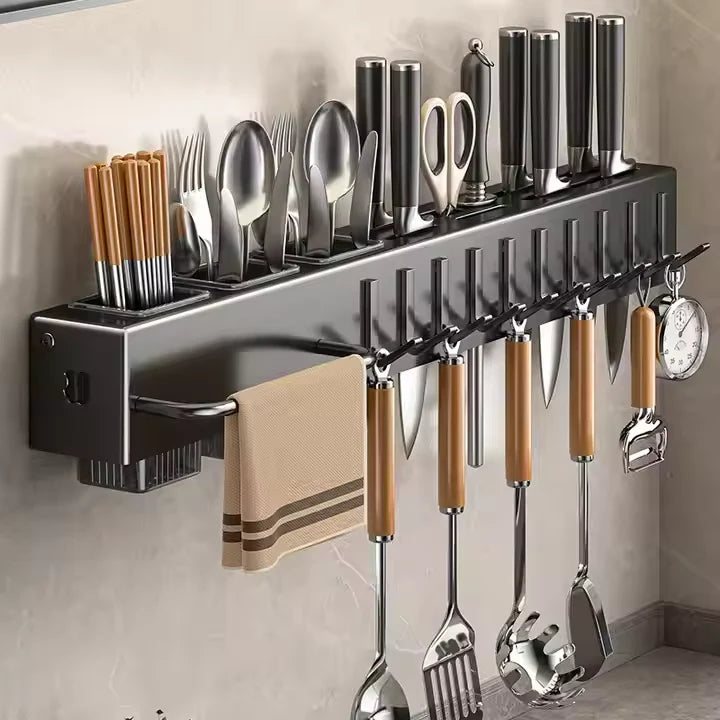Wall Mounted Multi Functional Storage Rack (Black)