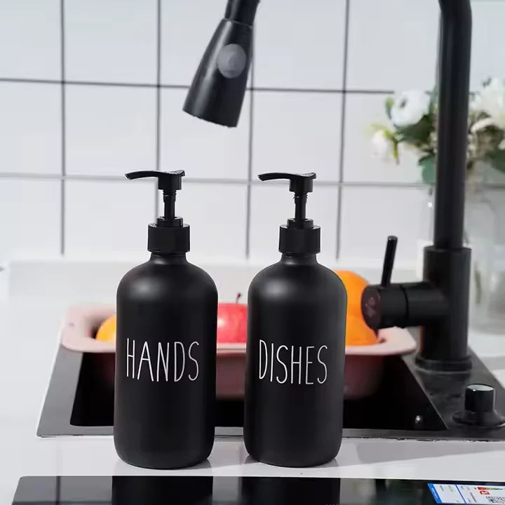 Black and White Matte 500ml Hand Soap Bottle