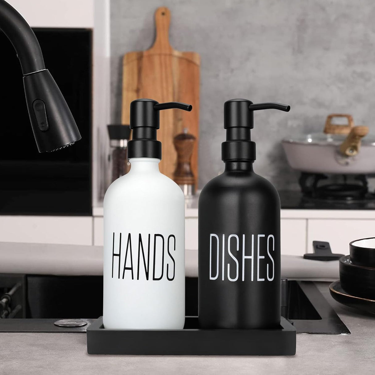 Black and White Matte 500ml Hand Soap Bottle