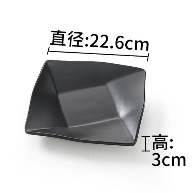 9-Inch Black Matte Square Plate Sp094