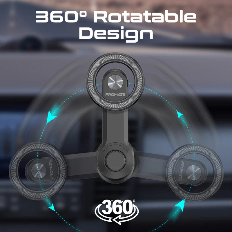 Promate Maggrip™ Cradleless Magnetic Ring Smartphone Holder For Ac Vent, Black