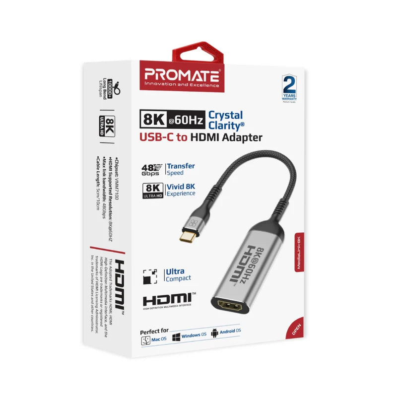 Promate 8K@60Hz Crystalclarity™ Usb-C To Hdmi® Adapter