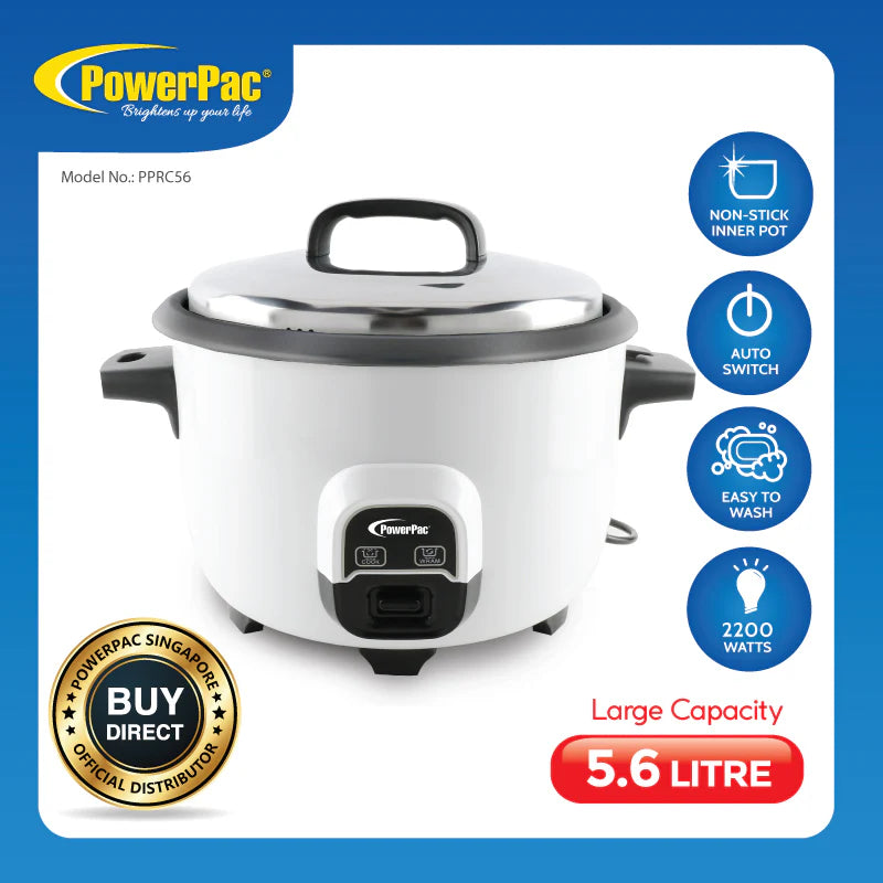 PowerPac 5.6L Rice Cooker With Non Stick Pot