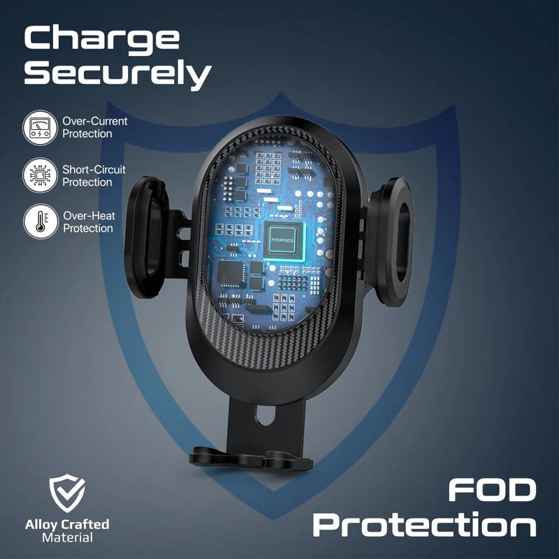 Promate 15W Transparent Auto Clamping Car Wireless Charging Mount