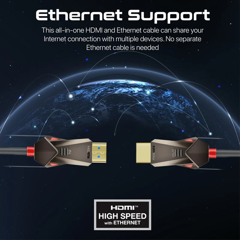 Promate Unidirectional Hd 4K@60Hz Hdmi Audio Video Cable, 15M