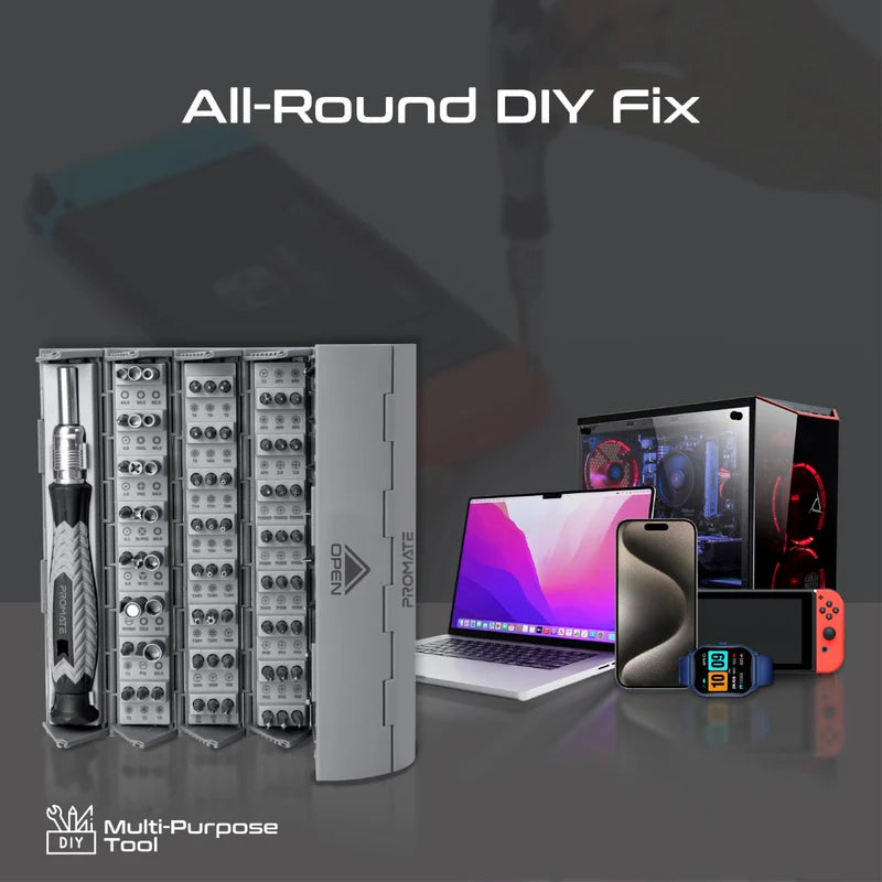 Promate 126 Piece Cylindrical Magnetic Screwdriver Kit