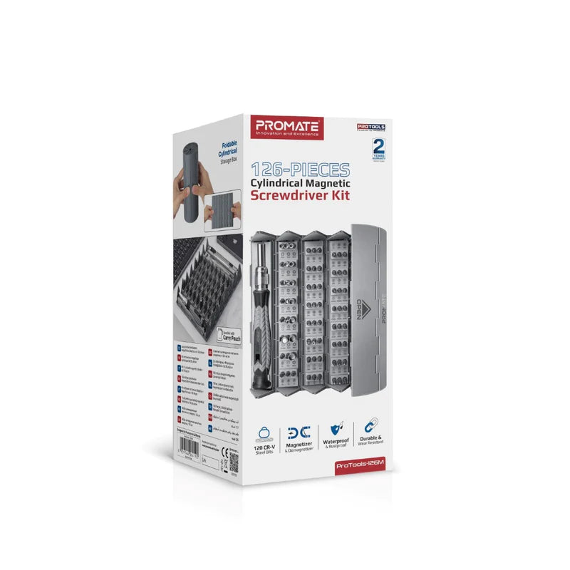 Promate 126 Piece Cylindrical Magnetic Screwdriver Kit