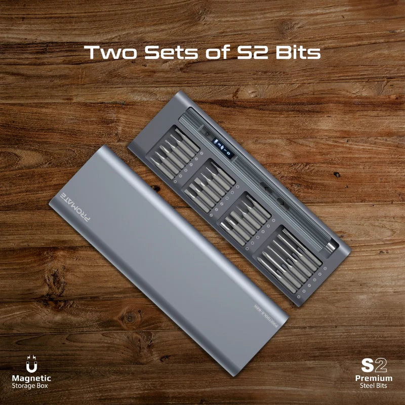 Promate 62-Pieces Cordless Electric Screwdriver Kit With Led Fill Light