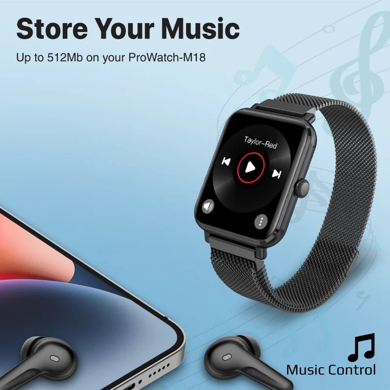 Promate Superfit™ Smartwatch With Media Storage, Graphite