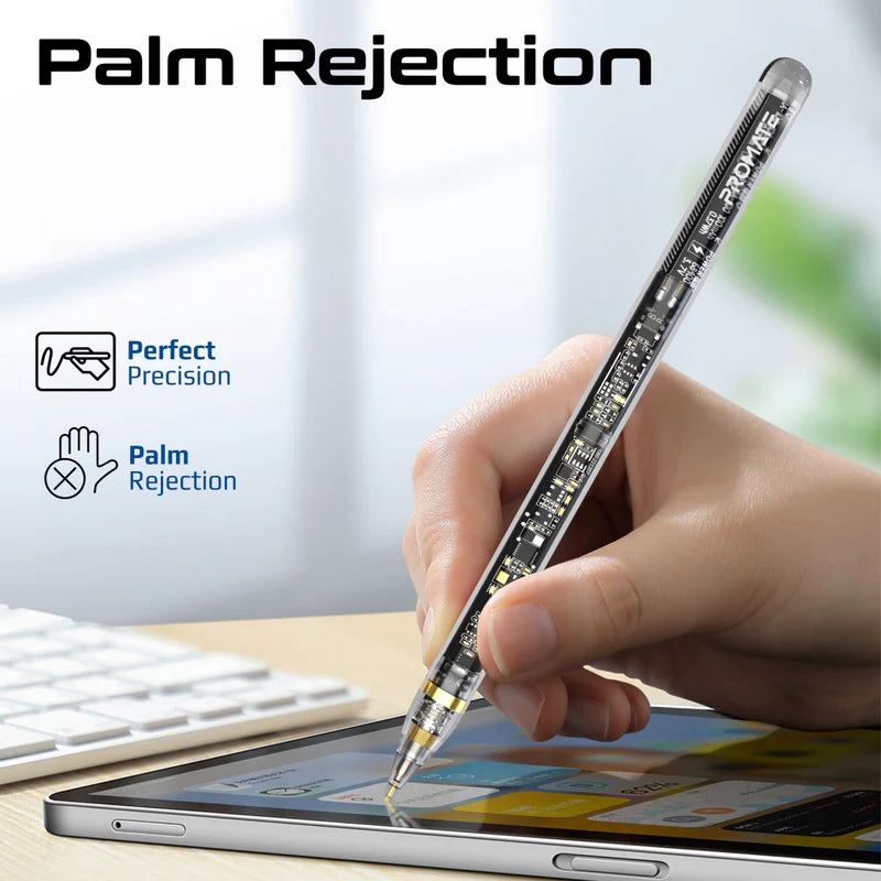 Promate Transparent Precision Active Stylus Pen With Palm Rejection
