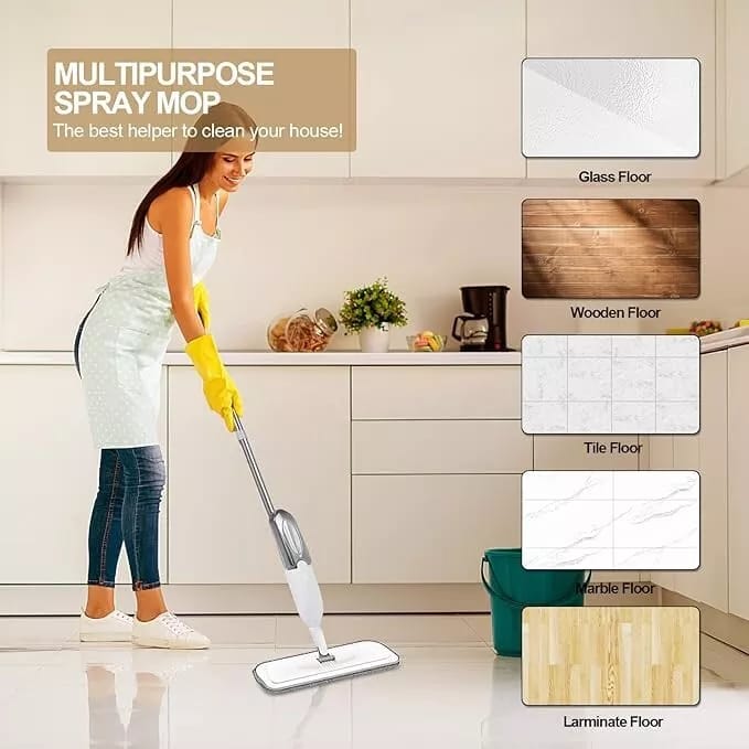 Microfiber Spray Mop For Floor Cleaning, Dry Wet Wood Floor Mop With 3 Pcs Washable Pads