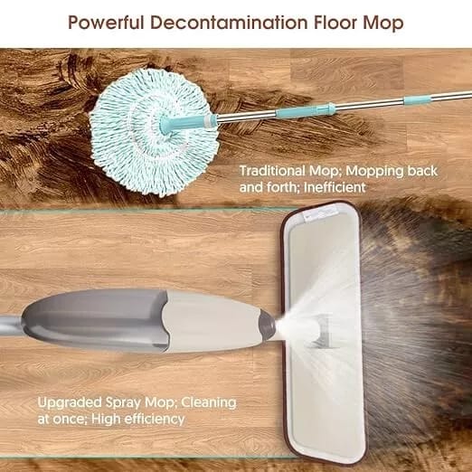 Microfiber Spray Mop For Floor Cleaning, Dry Wet Wood Floor Mop With 3 Pcs Washable Pads